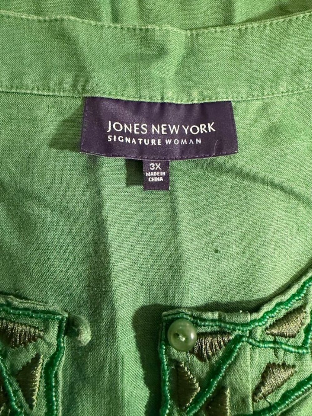 JONES NEW YORK Green Color (100% Linen) Top - 3x - Picture 4 of 12